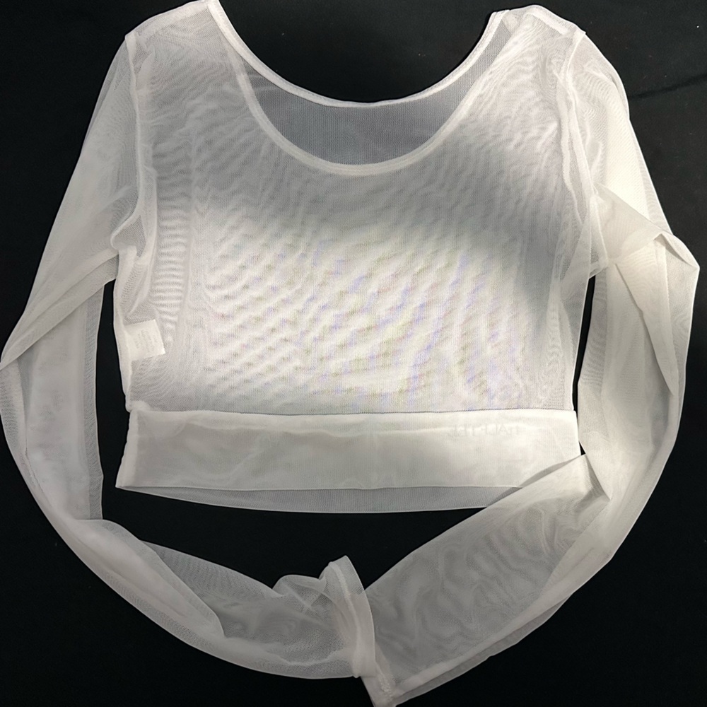 Halftee white mesh crop long sleeve size M/L